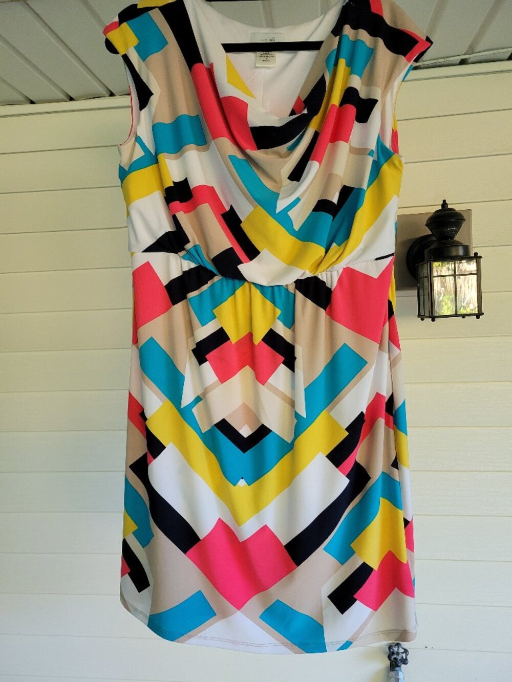 NWT Kate Hill Geometric Abstract Cowl Neck Dress - Size 14